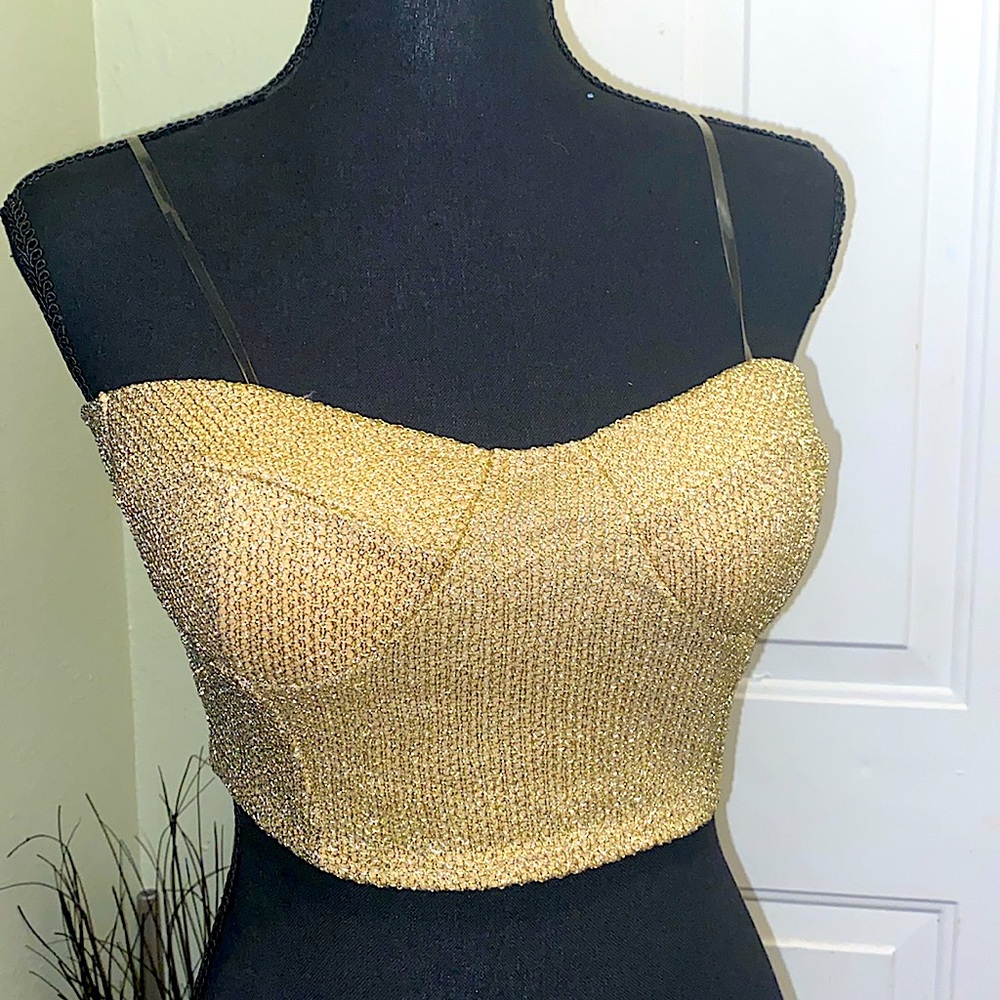 Gold lamé zippered bustier